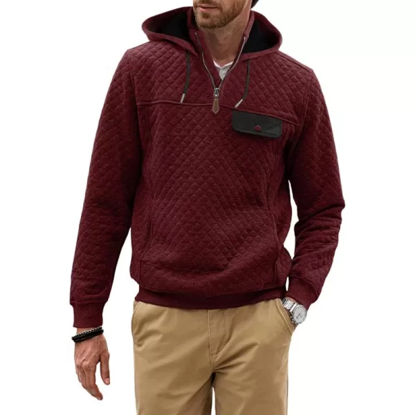 JMIERR Men's Quilted Hoodies Casual Long Sleeve Quarter-Zip Pullover Sweatshirt with Pockets