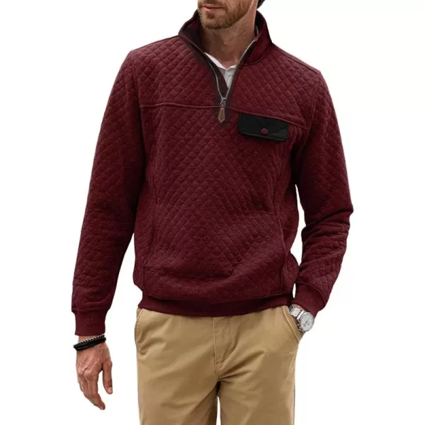 JMIERR Men's Quilted Sweatshirt Casual Long Sleeve Outdoor Stand Collar Quarter-Zip Pullover Sweatshirts
