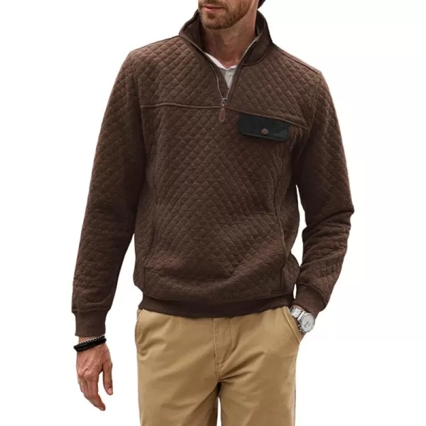 JMIERR Men's Quilted Sweatshirt Casual Long Sleeve Outdoor Stand Collar Quarter-Zip Pullover Sweatshirts
