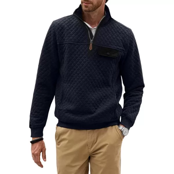 JMIERR Men's Quilted Sweatshirt Casual Long Sleeve Outdoor Stand Collar Quarter-Zip Pullover Sweatshirts