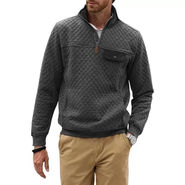 JMIERR Men's Quilted Sweatshirt Casual Long Sleeve Outdoor Stand Collar Quarter-Zip Pullover Sweatshirts