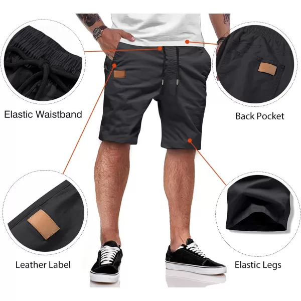 JMIERR Mens Casual Shorts - Cotton Drawstring Summer Beach Stretch Twill Chino Golf Shorts