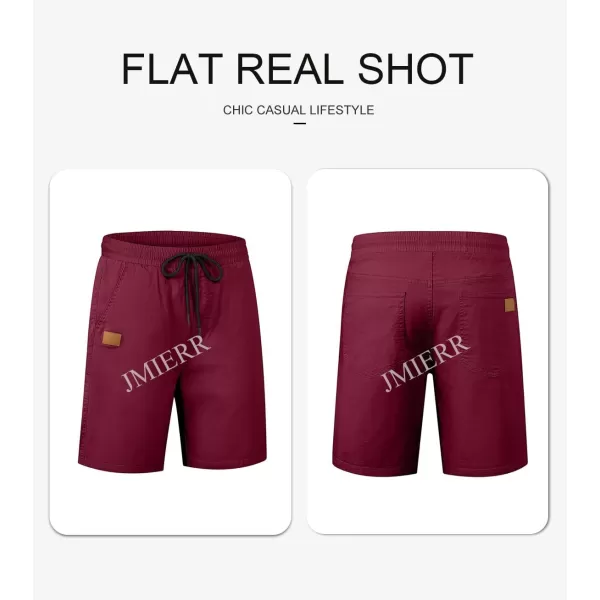 JMIERR Mens Casual Shorts - Cotton Drawstring Summer Beach Stretch Twill Chino Golf Shorts