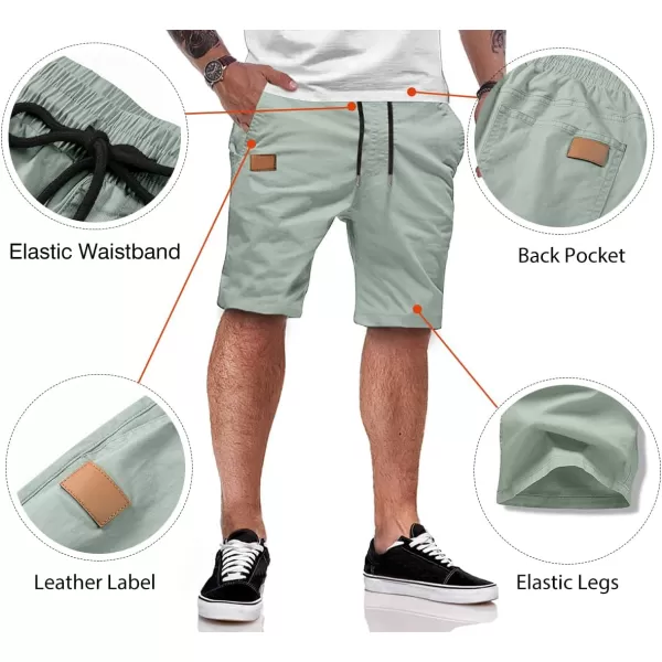 JMIERR Mens Casual Shorts - Cotton Drawstring Summer Beach Stretch Twill Chino Golf Shorts