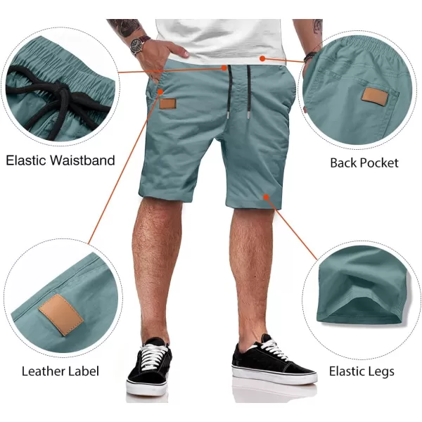 JMIERR Mens Casual Shorts - Cotton Drawstring Summer Beach Stretch Twill Chino Golf Shorts