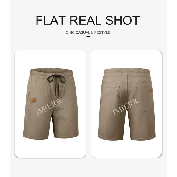 JMIERR Mens Casual Shorts - Cotton Drawstring Summer Beach Stretch Twill Chino Golf Shorts