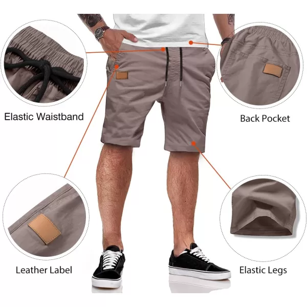 JMIERR Mens Casual Shorts - Cotton Drawstring Summer Beach Stretch Twill Chino Golf Shorts