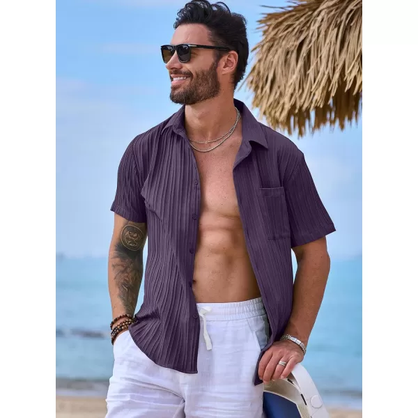 JMIERR Men's Button Down Shirts Textured Short Sleeve Casual Summer Hawaiian Beach Shirt with Pocket