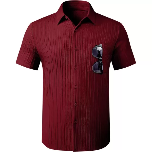JMIERR Men's Button Down Shirts Textured Short Sleeve Casual Summer Hawaiian Beach Shirt with Pocket