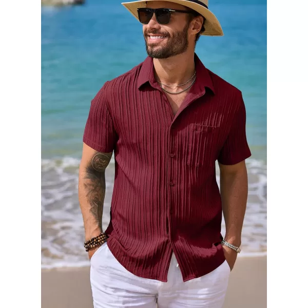 JMIERR Men's Button Down Shirts Textured Short Sleeve Casual Summer Hawaiian Beach Shirt with Pocket