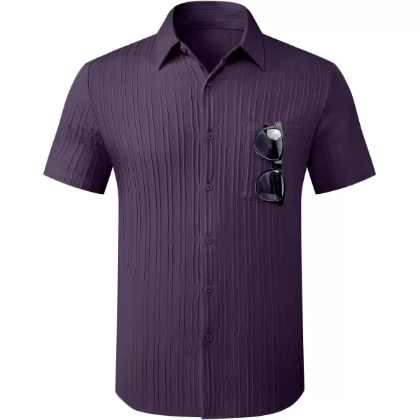 JMIERR Men's Button Down Shirts Textured Short Sleeve Casual Summer Hawaiian Beach Shirt with Pocket