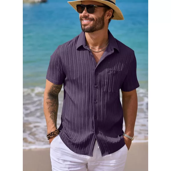JMIERR Men's Button Down Shirts Textured Short Sleeve Casual Summer Hawaiian Beach Shirt with Pocket