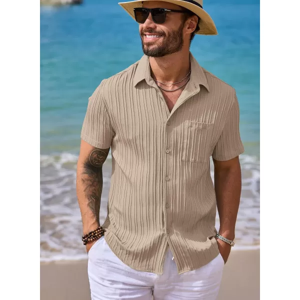JMIERR Men's Button Down Shirts Textured Short Sleeve Casual Summer Hawaiian Beach Shirt with Pocket