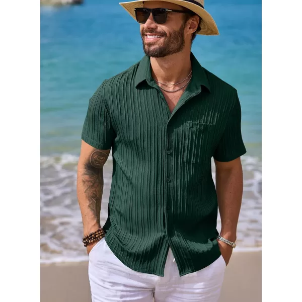 JMIERR Men's Button Down Shirts Textured Short Sleeve Casual Summer Hawaiian Beach Shirt with Pocket