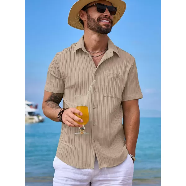 JMIERR Men's Button Down Shirts Textured Short Sleeve Casual Summer Hawaiian Beach Shirt with Pocket