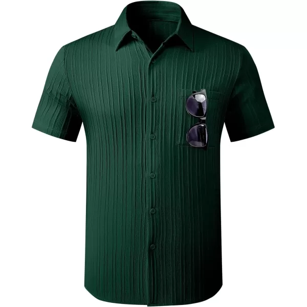 JMIERR Men's Button Down Shirts Textured Short Sleeve Casual Summer Hawaiian Beach Shirt with Pocket
