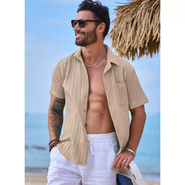 JMIERR Men's Button Down Shirts Textured Short Sleeve Casual Summer Hawaiian Beach Shirt with Pocket