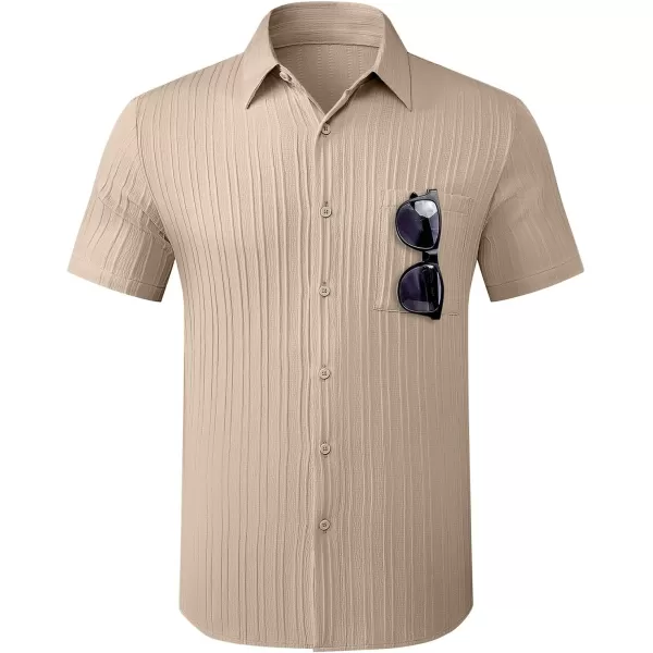 JMIERR Men's Button Down Shirts Textured Short Sleeve Casual Summer Hawaiian Beach Shirt with Pocket