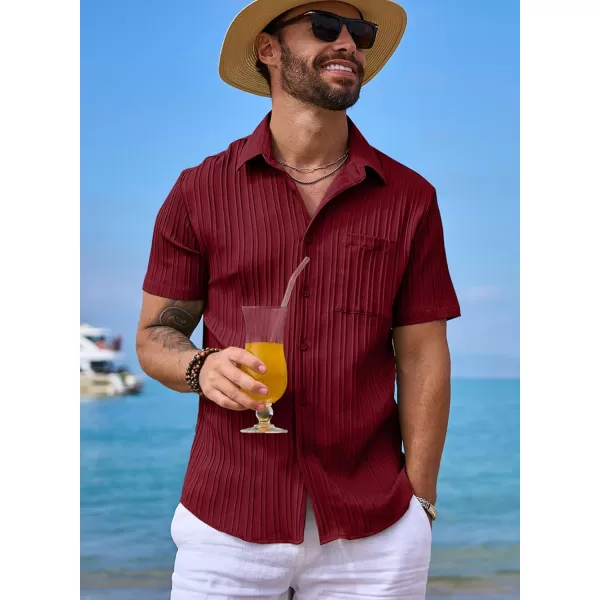 JMIERR Men's Button Down Shirts Textured Short Sleeve Casual Summer Hawaiian Beach Shirt with Pocket