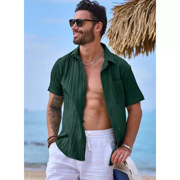 JMIERR Men's Button Down Shirts Textured Short Sleeve Casual Summer Hawaiian Beach Shirt with Pocket