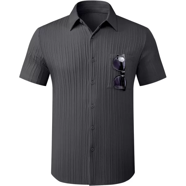 JMIERR Men's Button Down Shirts Textured Short Sleeve Casual Summer Hawaiian Beach Shirt with Pocket