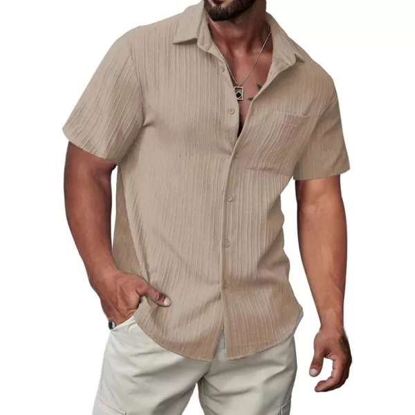 JMIERR Men's Button Down Shirts Textured Short Sleeve Casual Summer Hawaiian Beach Shirt with Pocket