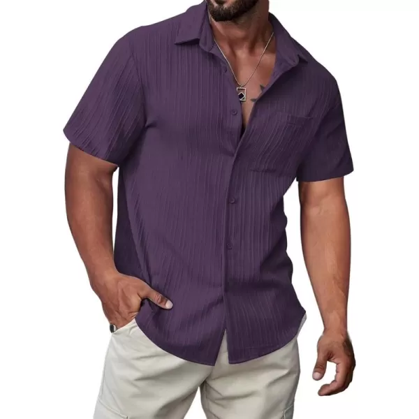 JMIERR Men's Button Down Shirts Textured Short Sleeve Casual Summer Hawaiian Beach Shirt with Pocket