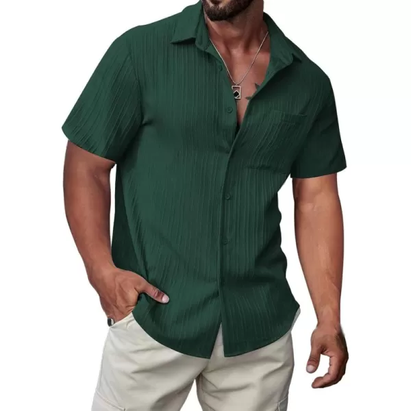 JMIERR Men's Button Down Shirts Textured Short Sleeve Casual Summer Hawaiian Beach Shirt with Pocket