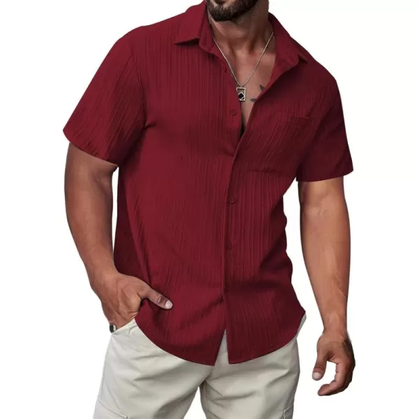 JMIERR Men's Button Down Shirts Textured Short Sleeve Casual Summer Hawaiian Beach Shirt with Pocket
