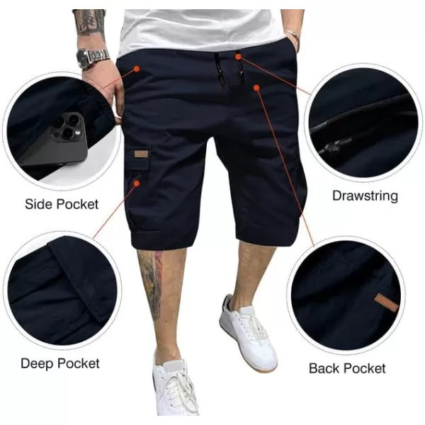 JMIERR Mens Casual Twill Cargo Shorts Cotton Drawstring Classic Cargo Stretch Short with 6 Pockets
