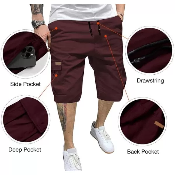 JMIERR Mens Casual Twill Cargo Shorts Cotton Drawstring Classic Cargo Stretch Short with 6 Pockets