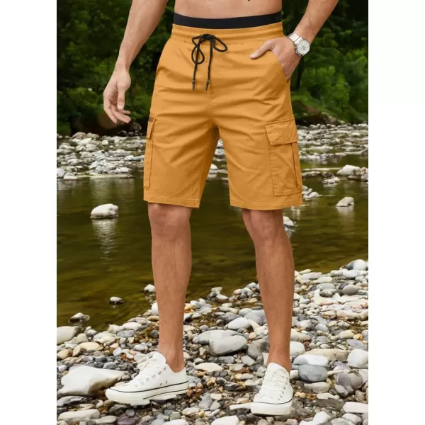 JMIERR Mens Casual Twill Cargo Shorts Cotton Drawstring Classic Cargo Stretch Short with 6 Pockets