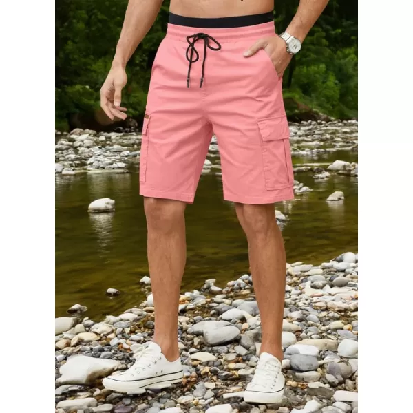 JMIERR Mens Casual Twill Cargo Shorts Cotton Drawstring Classic Cargo Stretch Short with 6 Pockets