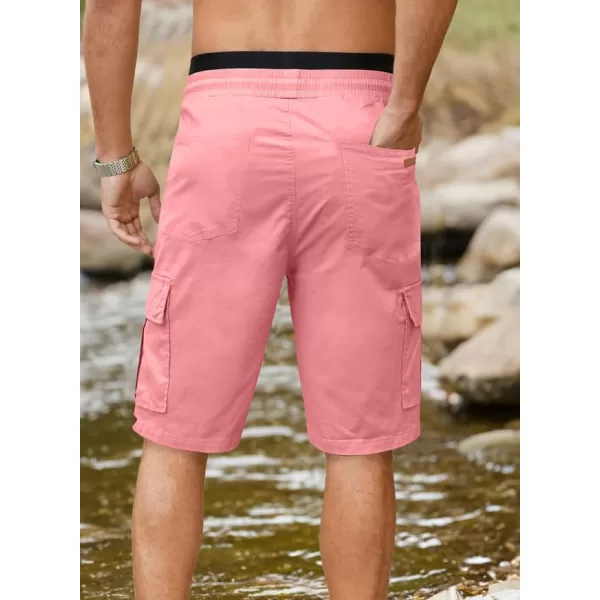 JMIERR Mens Casual Twill Cargo Shorts Cotton Drawstring Classic Cargo Stretch Short with 6 Pockets