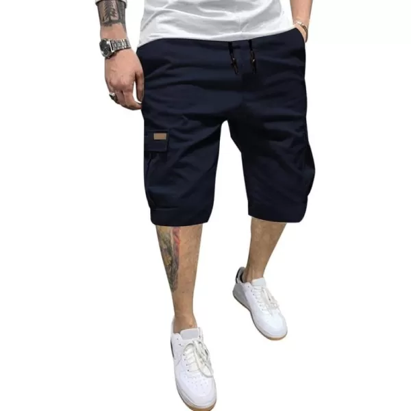 JMIERR Mens Casual Twill Cargo Shorts Cotton Drawstring Classic Cargo Stretch Short with 6 Pockets