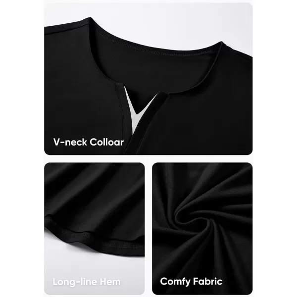 JMIERR Mens Casual Muscle T Shirt Long Sleeve V-Neck Longline Shirt Workout Athletic Tee