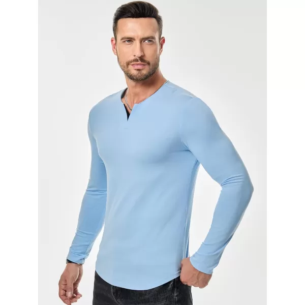 JMIERR Mens Casual Muscle T Shirt Long Sleeve V-Neck Longline Shirt Workout Athletic Tee
