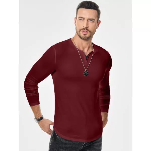 JMIERR Mens Casual Muscle T Shirt Long Sleeve V-Neck Longline Shirt Workout Athletic Tee