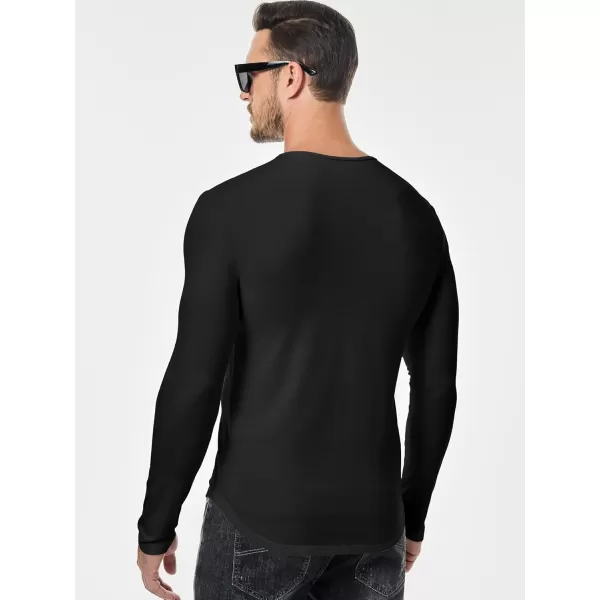 JMIERR Mens Casual Muscle T Shirt Long Sleeve V-Neck Longline Shirt Workout Athletic Tee
