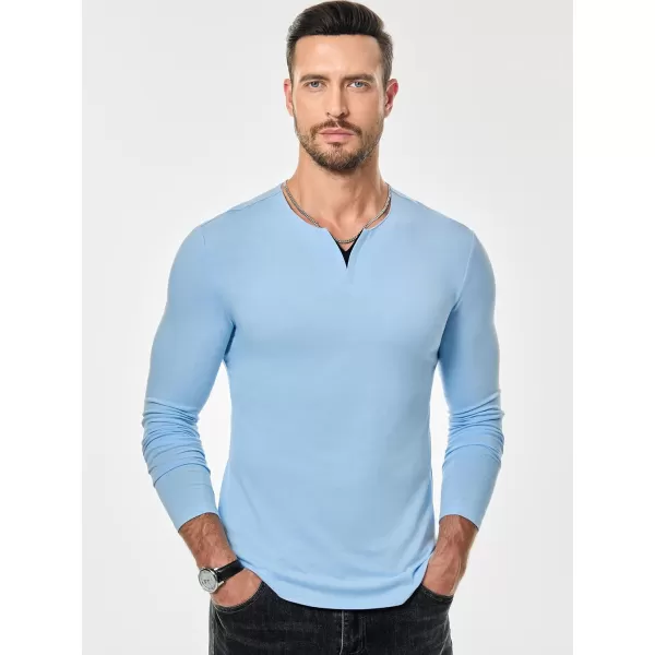 JMIERR Mens Casual Muscle T Shirt Long Sleeve V-Neck Longline Shirt Workout Athletic Tee