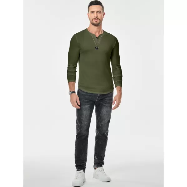 JMIERR Mens Casual Muscle T Shirt Long Sleeve V-Neck Longline Shirt Workout Athletic Tee