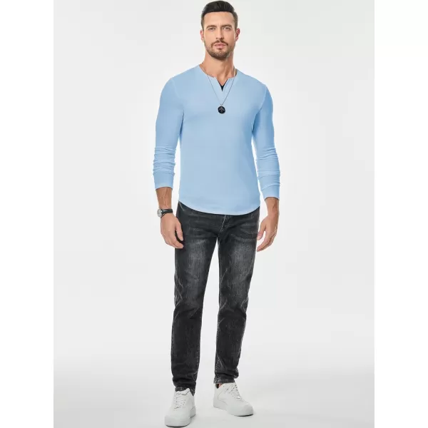JMIERR Mens Casual Muscle T Shirt Long Sleeve V-Neck Longline Shirt Workout Athletic Tee