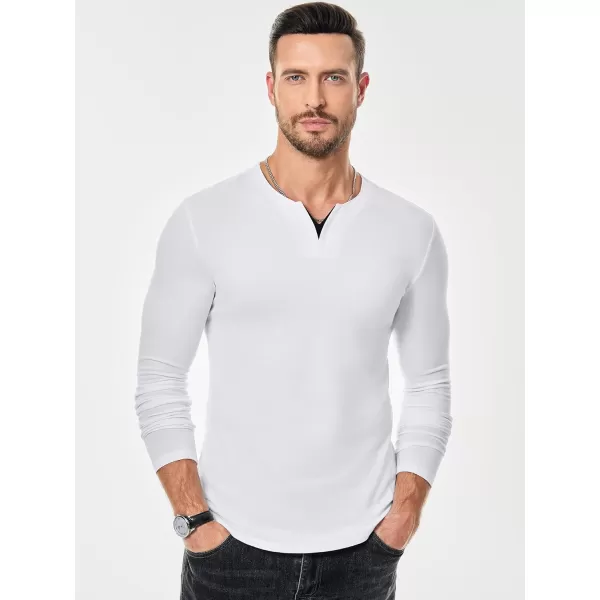 JMIERR Mens Casual Muscle T Shirt Long Sleeve V-Neck Longline Shirt Workout Athletic Tee