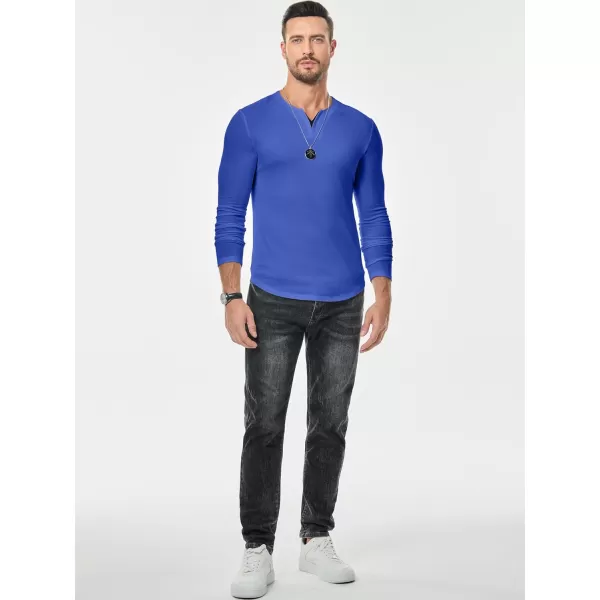 JMIERR Mens Casual Muscle T Shirt Long Sleeve V-Neck Longline Shirt Workout Athletic Tee
