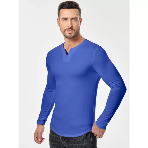 JMIERR Mens Casual Muscle T Shirt Long Sleeve V-Neck Longline Shirt Workout Athletic Tee