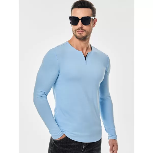 JMIERR Mens Casual Muscle T Shirt Long Sleeve V-Neck Longline Shirt Workout Athletic Tee