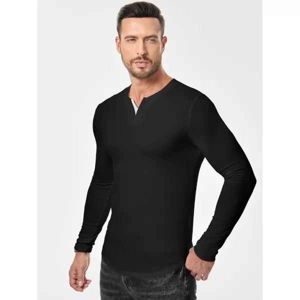 JMIERR Mens Casual Muscle T Shirt Long Sleeve V-Neck Longline Shirt Workout Athletic Tee