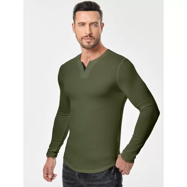 JMIERR Mens Casual Muscle T Shirt Long Sleeve V-Neck Longline Shirt Workout Athletic Tee