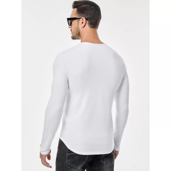 JMIERR Mens Casual Muscle T Shirt Long Sleeve V-Neck Longline Shirt Workout Athletic Tee