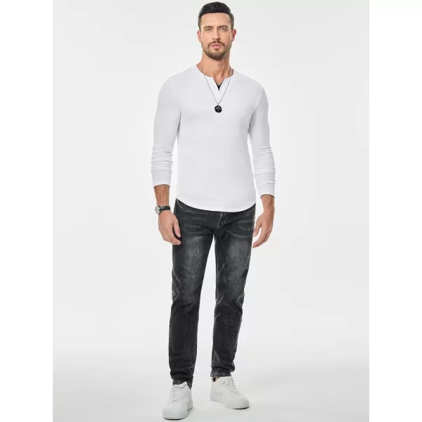 JMIERR Mens Casual Muscle T Shirt Long Sleeve V-Neck Longline Shirt Workout Athletic Tee